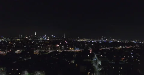 Aerial drone shot. Lightning storm over Brooklyn and New York City. 動画素材 66430810