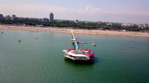 Aerial drone shot of lignano beach Video stock 233644386
