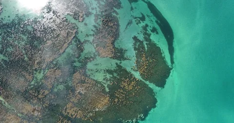 Aerial Drone Shot Looking Down at Sea Clear Water at Inismore Island in Ireland 스톡 동영상 97822168