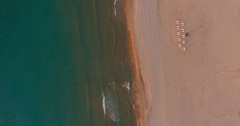 Aerial Drone Shot Looking Down on San Juan Beach Alicante, Spain in the Morning  Stock Footage 122769000