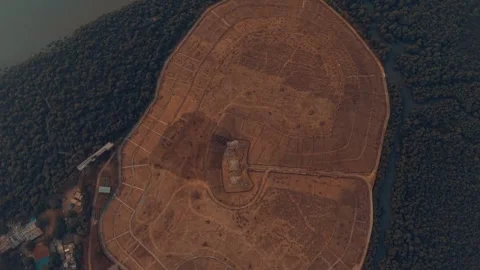 Aerial Drone Shot of Massive Dumping Ground – Landfill Site with Waste Piles Stock Footage 308092369