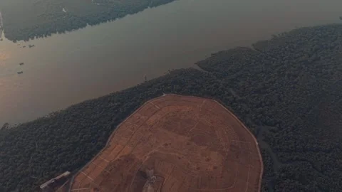 Aerial Drone Shot of Massive Dumping Ground – Landfill Site with Waste Piles Stock Footage 308092622
