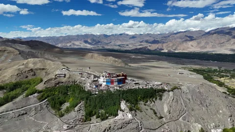 Aerial Drone Shot of Matho Monastery in Summer, Ladakh, India Stock Footage 325085942