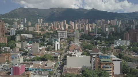 Aerial drone shot of Medellin in Colombia Stock Footage