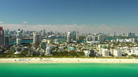 Usa day light summer time miami south beach panorama 4k florida