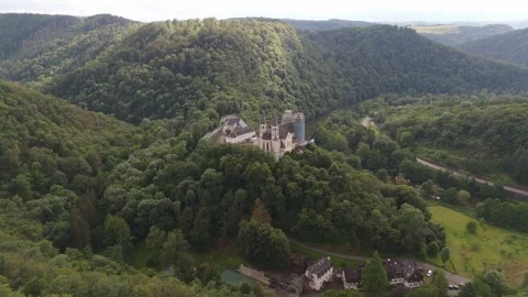 Aerial drone shot of monastery Arnstein, Germany Video stock 342740533