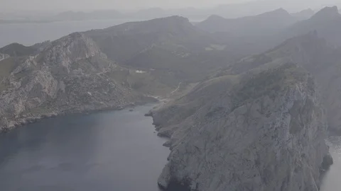 Aerial drone shot of mountain range and Balearic sea, North Mallorca, Raw in 4k Stock Footage 89893121