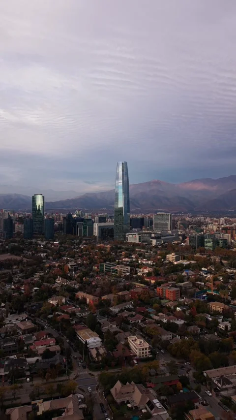 Aerial drone shot moving forward over Providencia neighborhood in Santiago .. Stock Footage 339210503