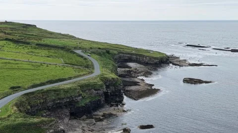 Aerial drone shot of Mullaghmore Head and Atlantic Ocean in Sligo, Ireland. Stock Footage 341733322