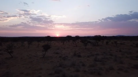 Aerial drone shot Namibia, Windhoek nearby, Afrika in 4K establishing sunset Stock Footage 90768098