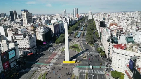 Aerial Drone Shot of Obelisco in Buenos Aires Argentina Editorial Stock Footage 319911045