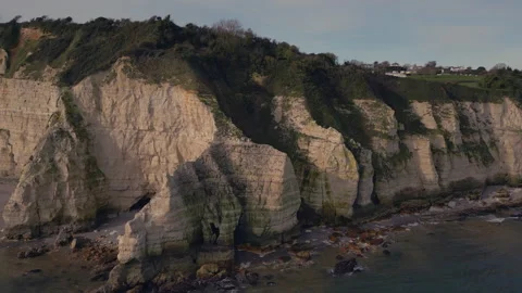 Aerial Drone shot of old cliffs, erosion and beauty Stock Footage 236015768