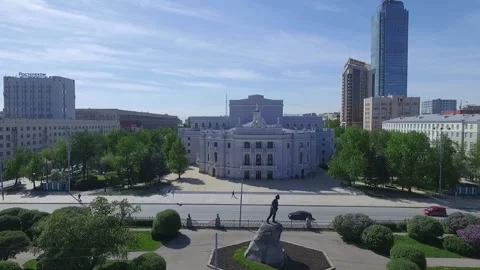 Aerial, Drone Shot, Opera, Over The Empty Yekaterinburg 031 Stock Footage 130914751