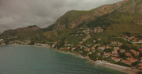 Aerial Drone shot over Capo Zafferano Stock Footage 76927539