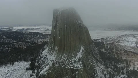 Aerial Drone Shot Over The Devils Tower National Monument Wyoming Stock Footage 146664675