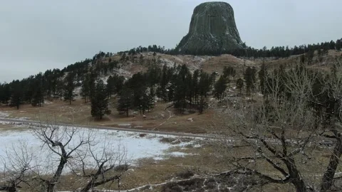 Aerial Drone Shot Over The Devils Tower National Monument Wyoming Stock Footage 146664916