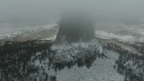 Aerial Drone Shot Over The Devils Tower National Monument Wyoming Stock Footage 146664979