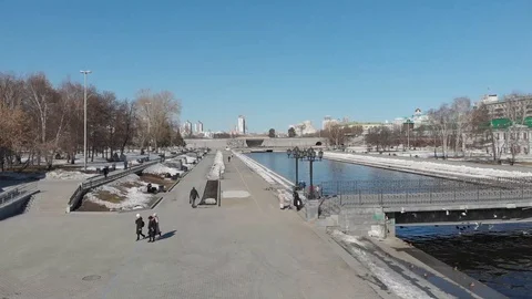 Aerial, Drone Shot, Over The Empty Yekaterinburg ekb001 Stock Footage 128193379