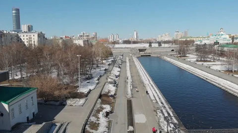 Aerial, Drone Shot, Over The Empty Yekaterinburg ekb003 Stock Footage 128193419