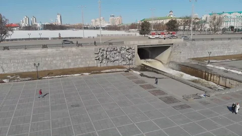 Aerial, Drone Shot, Over The Empty Yekaterinburg ekb010 Stock Footage 128193475