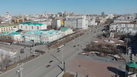 Aerial, Drone Shot, Over The Empty Yekaterinburg ekb011 Video stock 128193482