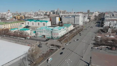 Aerial, Drone Shot, Over The Empty Yekaterinburg ekb012 Stock Footage 128193490