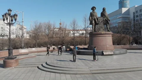 Aerial, Drone Shot, Over The Empty Yekaterinburg ekb015 Stock Footage 128193514