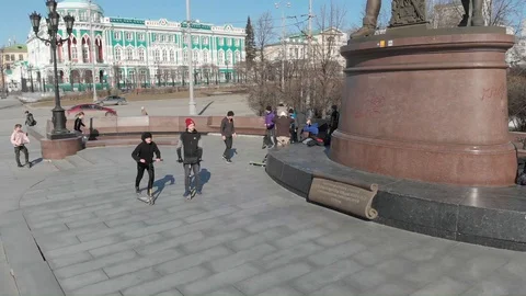 Aerial, Drone Shot, Over The Empty Yekaterinburg ekb016 Stock Footage 128193522