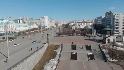 Aerial, Drone Shot, Over The Empty Yekaterinburg ekb021 Video stock 128193577