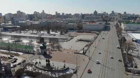 Aerial, Drone Shot, Over The Empty Yekaterinburg ekb023 Stock-Footage 128193606