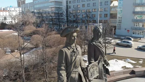 Aerial, Drone Shot, Over The Empty Yekaterinburg ekb024 Stock Footage 128193622