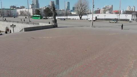 Aerial, Drone Shot, Over The Empty Yekaterinburg ekb026 Stock Footage 128193649