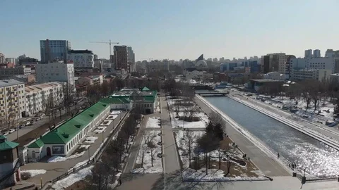 Aerial, Drone Shot, Over The Empty Yekaterinburg ekb028 Stock Footage 128193672