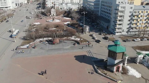 Aerial, Drone Shot, Over The Empty Yekaterinburg ekb029 Video stock 128193679