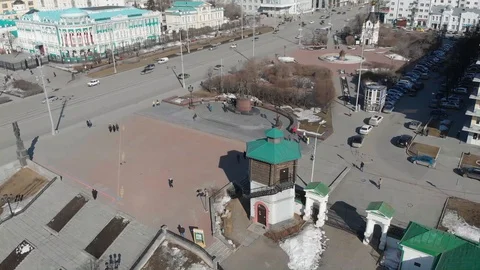 Aerial, Drone Shot, Over The Empty Yekaterinburg ekb030 Video stock 128193690