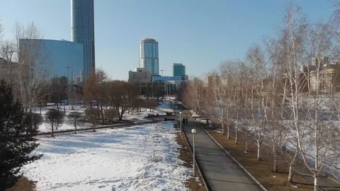 Aerial, Drone Shot, Over The Empty Yekaterinburg ekb031 Stock Footage 128193698