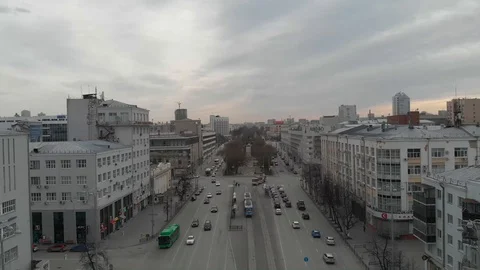 Aerial, Drone Shot, Over The Empty Yekaterinburg Stock Footage 129503079