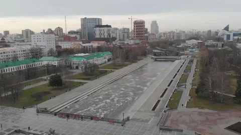 Aerial, Drone Shot, Over The Empty Yekaterinburg 003 Stock Footage 129503094