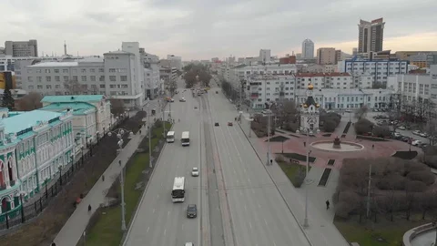 Aerial, Drone Shot, Over The Empty Yekaterinburg 004 Stock Footage 129503105