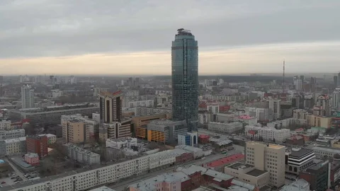 Aerial, Drone Shot, Over The Empty Yekaterinburg 007 Stock-Footage 129503121
