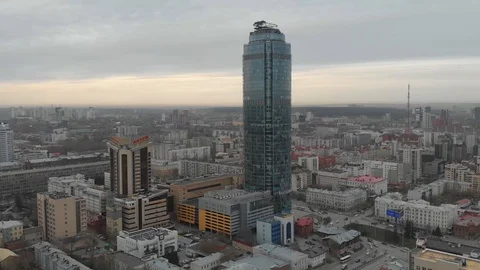 Aerial, Drone Shot, Over The Empty Yekaterinburg 008 Stock Footage 129503137