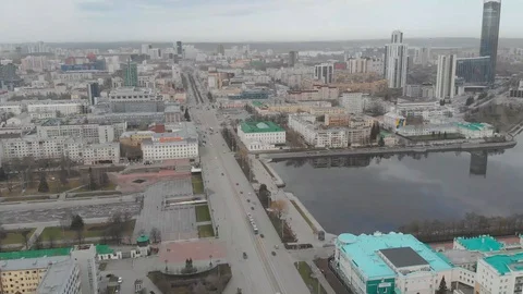 Aerial, Drone Shot, Over The Empty Yekaterinburg 009 Stock Footage 129503143