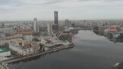 Aerial, Drone Shot, Over The Empty Yekaterinburg 010 Stock Footage 129503150