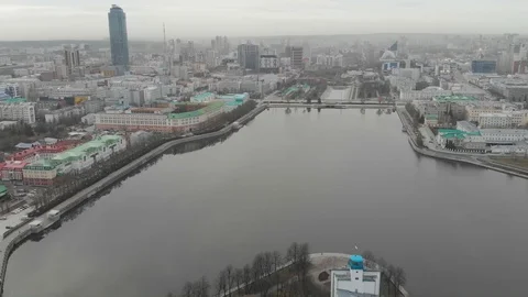 Aerial, Drone Shot, Over The Empty Yekaterinburg 011 Stock Footage 129503162