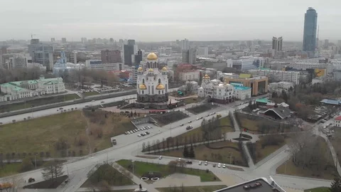 Aerial, Drone Shot, Over The Empty Yekaterinburg 016 Stock Footage 129503218