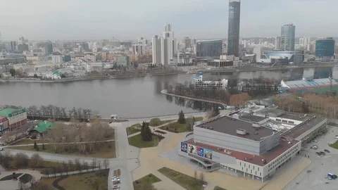 Aerial, Drone Shot, Over The Empty Yekaterinburg 019 Video stock 129503261