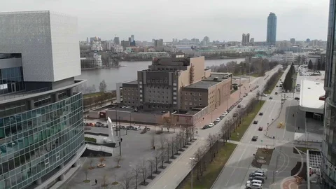 Aerial, Drone Shot, Over The Empty Yekaterinburg 022 Stock Footage 129503296