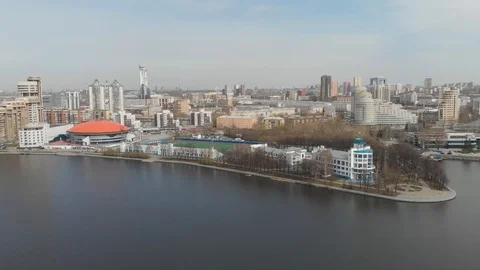 Aerial, Drone Shot, Over The Empty Yekaterinburg 024 Stock Footage 129503337