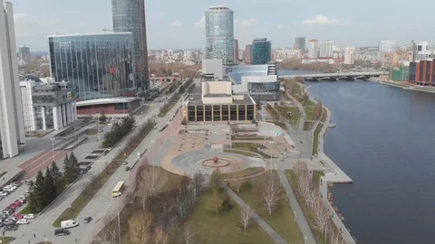 Aerial, Drone Shot, Over The Empty Yekaterinburg 025 Video stock 129503369