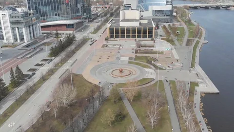 Aerial, Drone Shot, Over The Empty Yekaterinburg 027 Stock Footage 129503414